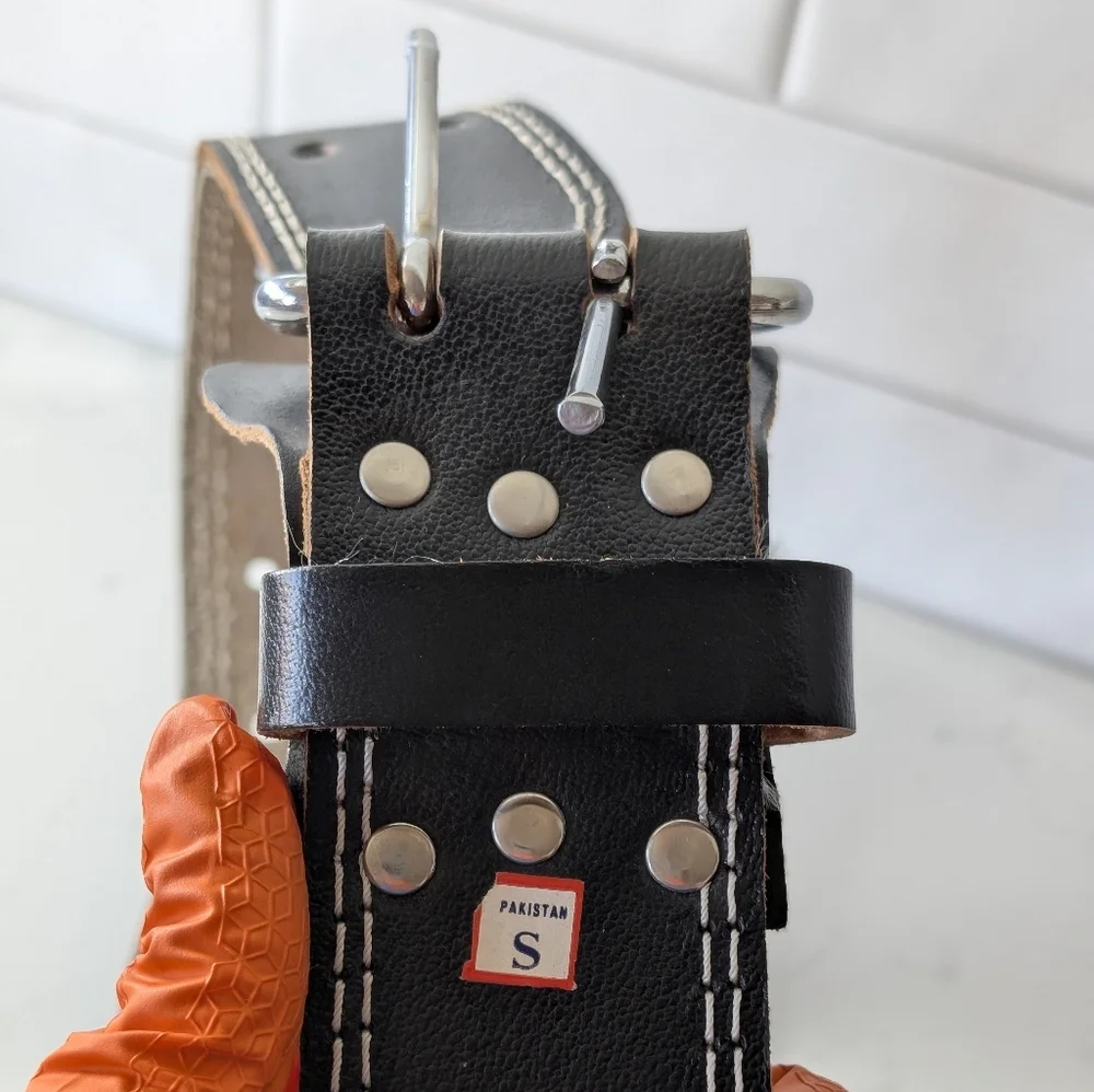 Black Leather Men's Work Utility Labor Belt Size S Made In Pakistan